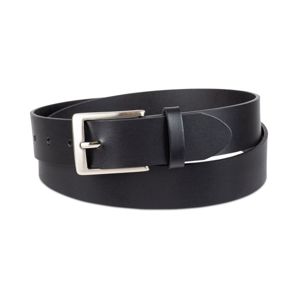 Men's Square-Buckle Cut-Edge Leather Belt