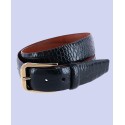 Men's Leather Mock Crocodile Print Belt with Gold Buckle