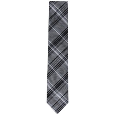 Men's Contrast Stripe Plaid Tie Men's Contrast Strip...