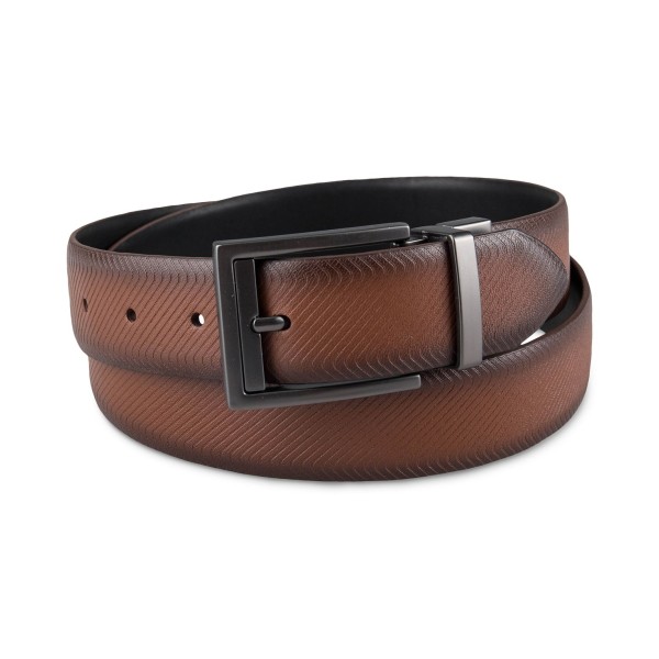 Men's Faux Leather Reversible Texture Embossed Belt