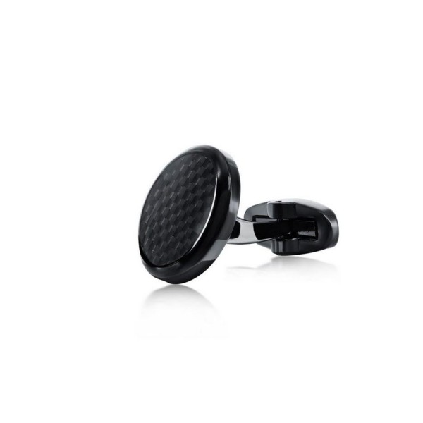 Stainless Steel Black Carbon Fiber Cuff Links