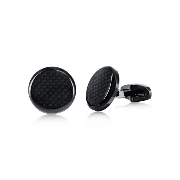 Stainless Steel Black Carbon Fiber Cuff Links