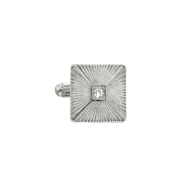 Jewelry Silver-Tone Crystal Square Cufflinks