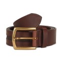 Men's Leather Belt with Signature Tartan Piped Panel