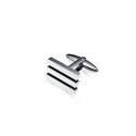 Stainless Steel Silver & Black Plated Lined Cuff Links