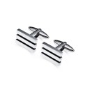 Stainless Steel Silver & Black Plated Lined Cuff Links