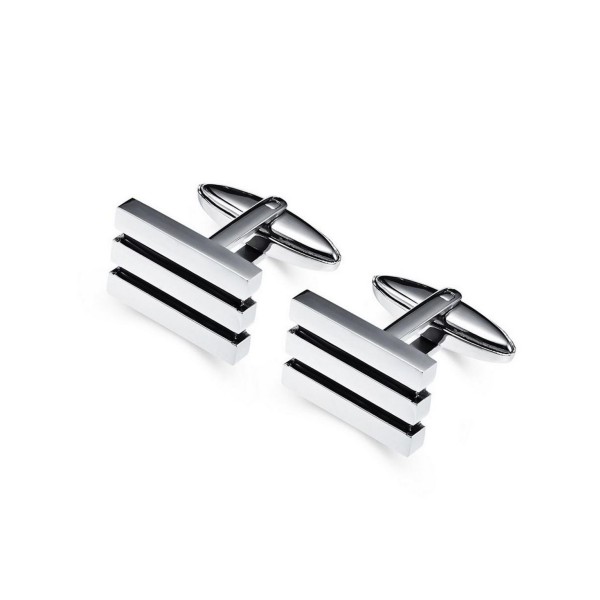 Stainless Steel Silver & Black Plated Lined Cuff Links