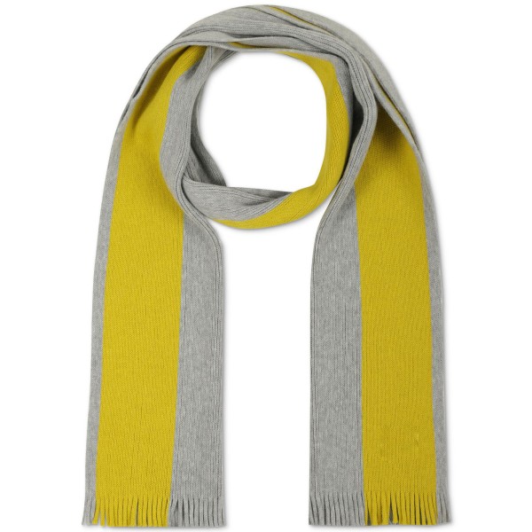 Men's Thick Wool Blend Side Stripe Logo Scarf